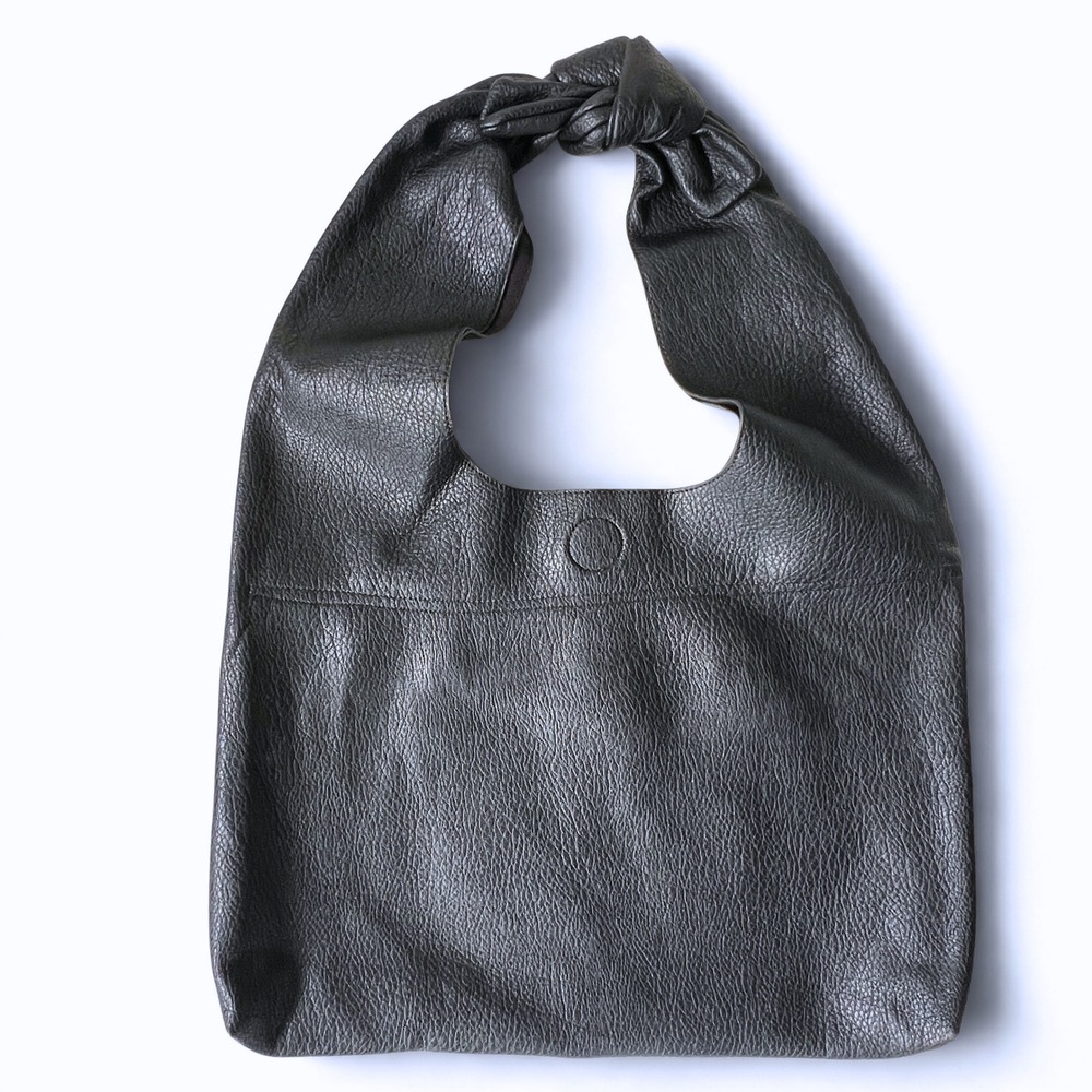 Black Slouchy Knot Hobo Bag Oversized Faux Leather Shoulder Tote